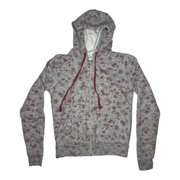 Vintage Stussy Hoodie Sweatshirt Women's Size XS All Over Print Skull Spiderweb - Picture 1 of 11